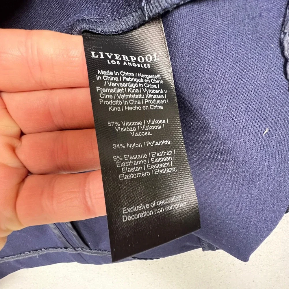 Liverpool Blazer Women XL Cadet Blue Open Front Ponte Knit Professional